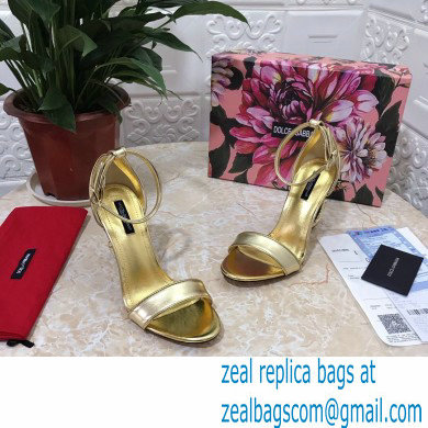 Dolce  &  Gabbana Heel 10.5cm Leather Sandals Gold with Baroque D & G Heel 2021